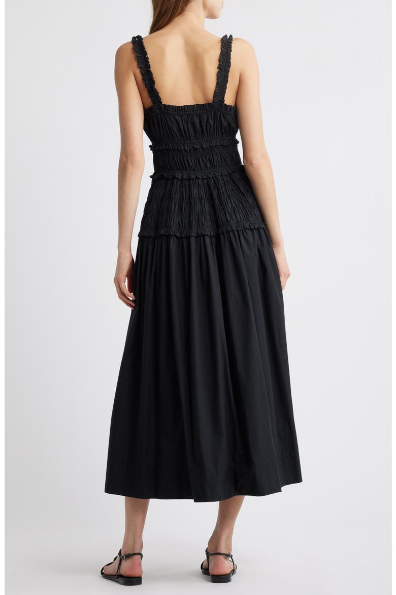Marianne Stripe Organic Cotton Midi Dress, Alternate, color, BLACK
