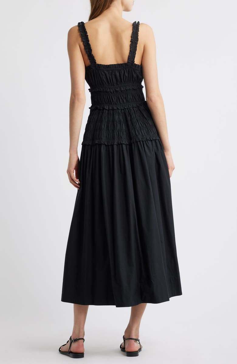 DÔEN Marianne Organic Cotton Poplin Midi Dress, Alternate, color, Black