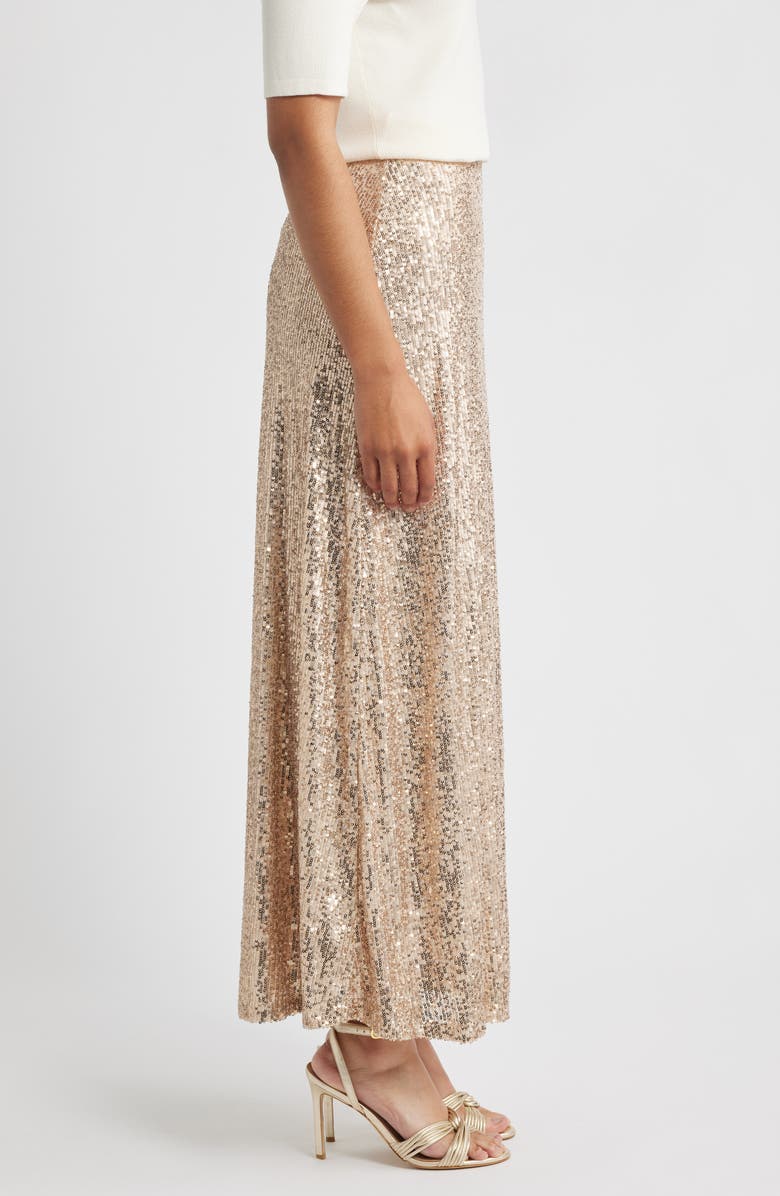 Anne Klein Pull-On Sequin Maxi Skirt, Alternate, color, Luxe Champagne