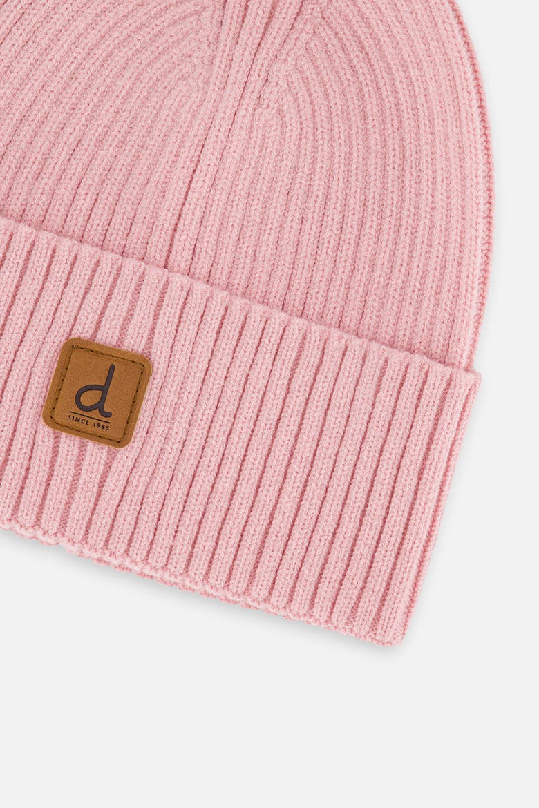 Ribbed Knit Logo Patch Beanie, Alternate, color, Pale Dusty Pink