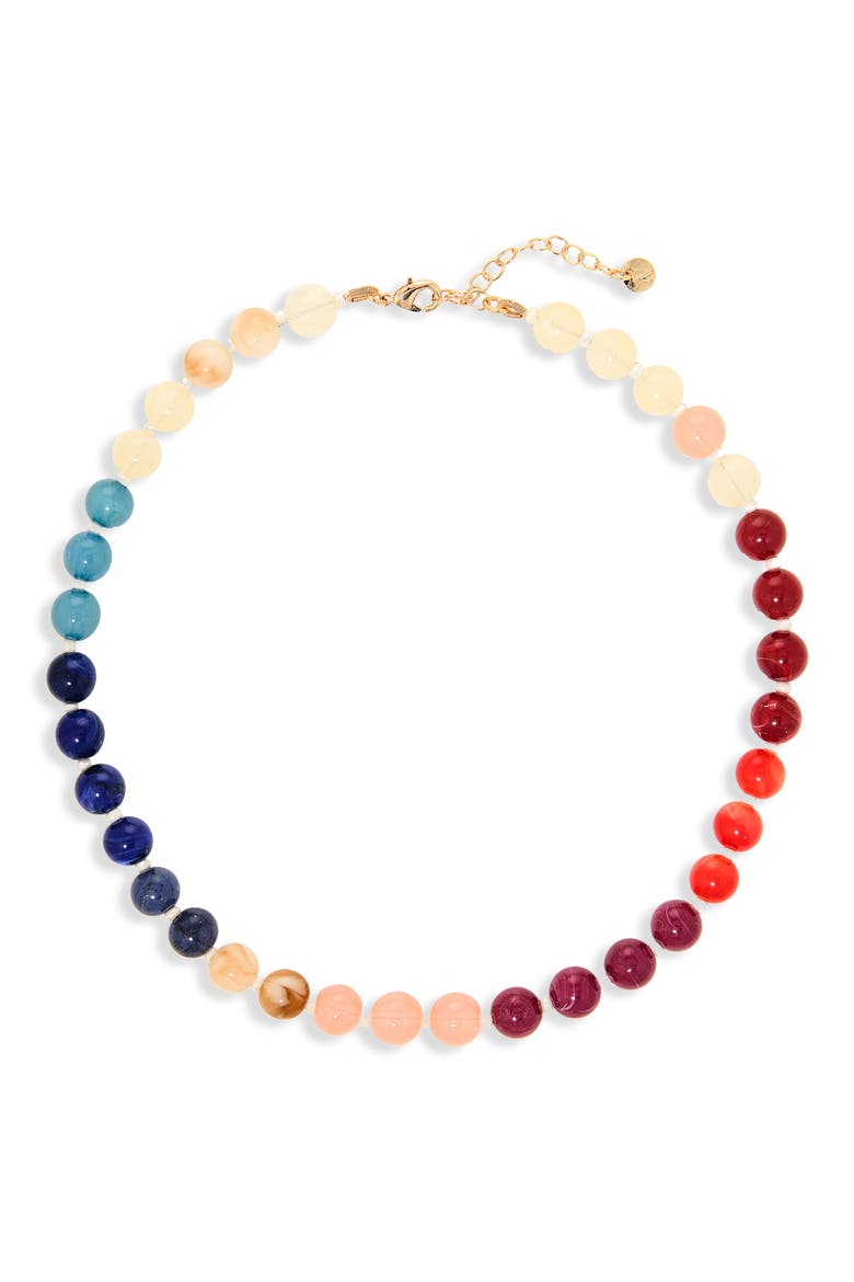 Round Beaded Necklace, Main, color, SANDALWOOD MULTI- GOLD