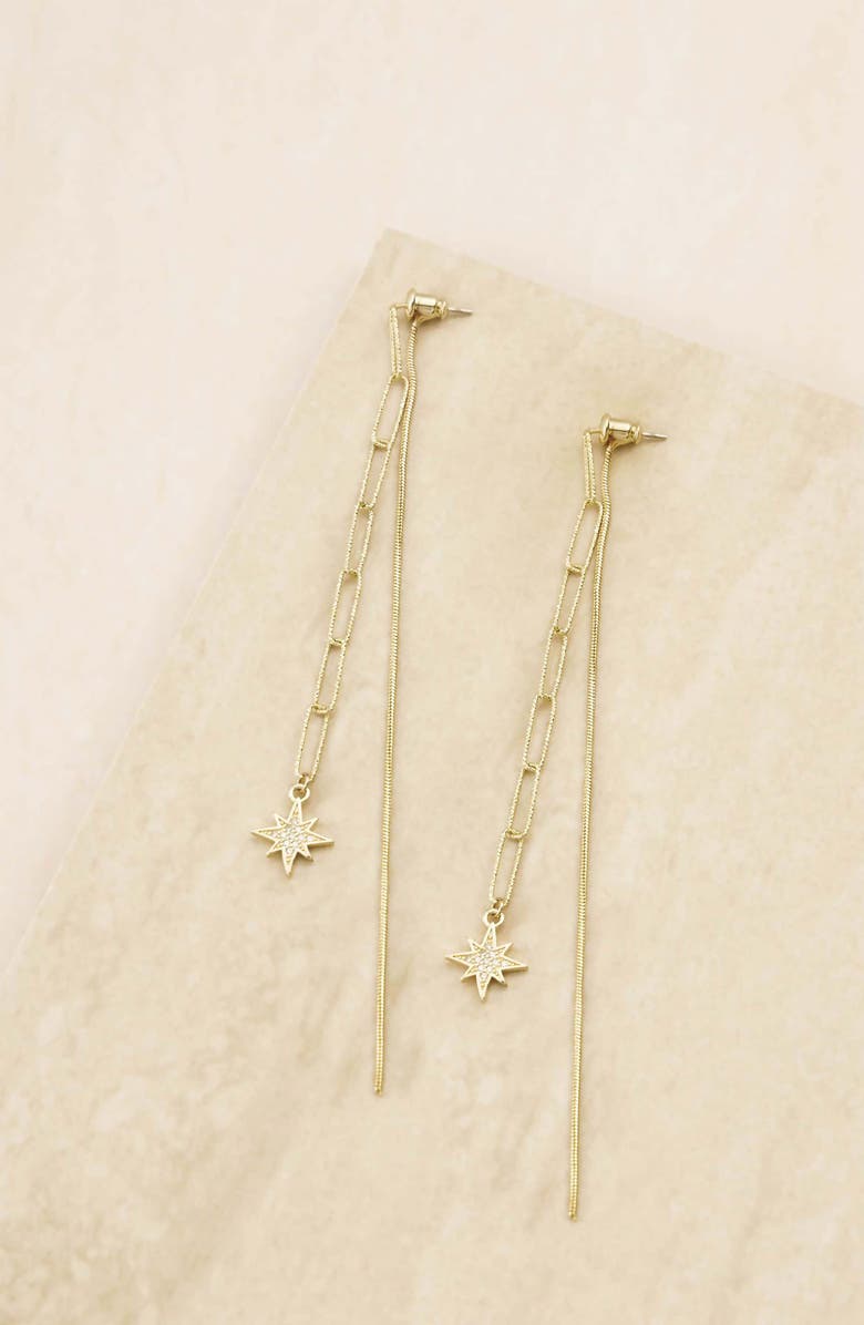 Ettika Double Chain Star Earrings, Alternate, color, Gold