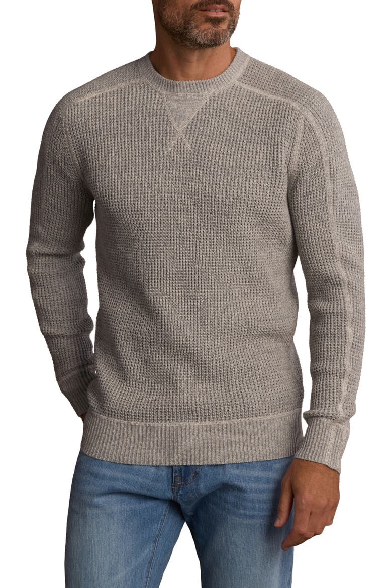 Waffle Crewneck Sweater, Main, color, LIGHT GREY MARLED
