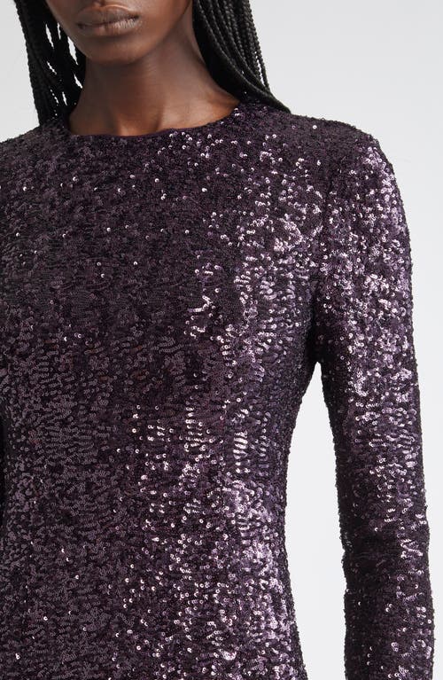 Michael Kors Collection Sequin Long Sleeve Sheath Gown In Blue