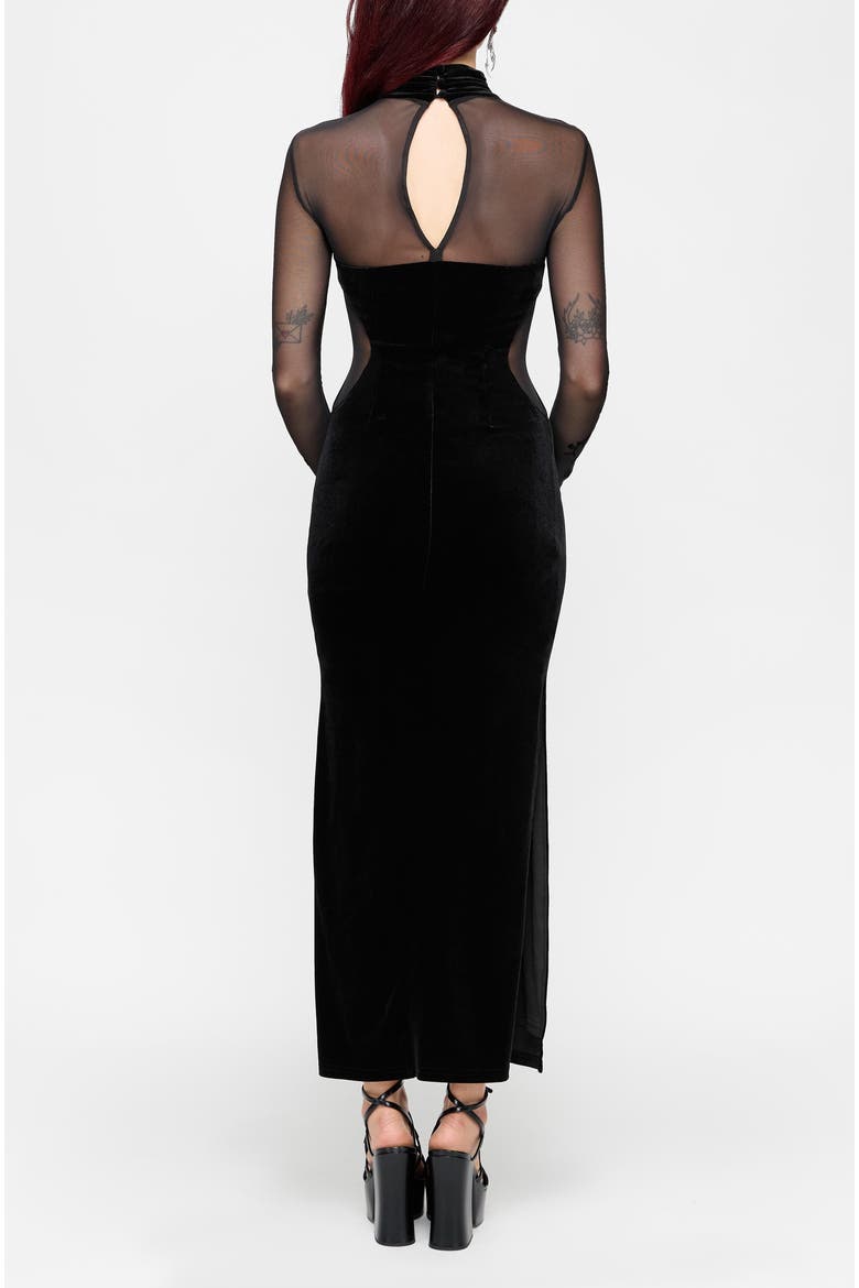 Riven Flock Mesh Mix Gown, Alternate, color, Black