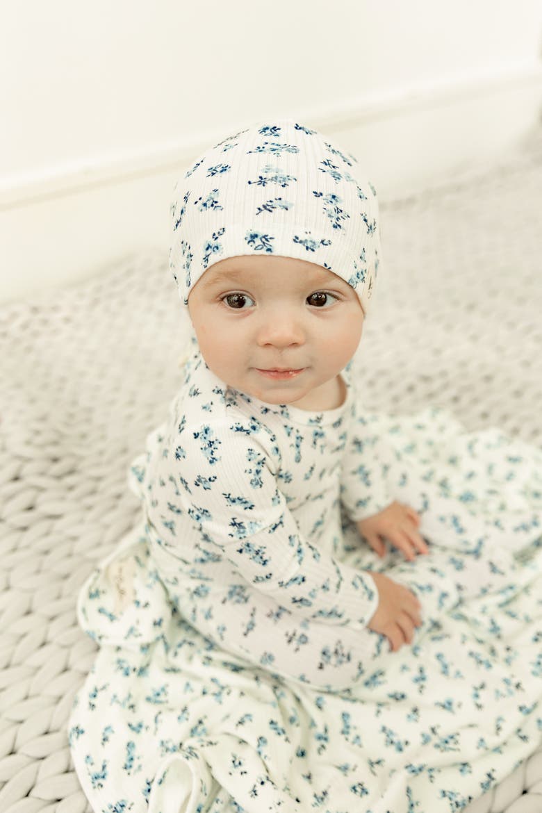 Floral Delight Romper with Hat Set, Alternate, color, Blue