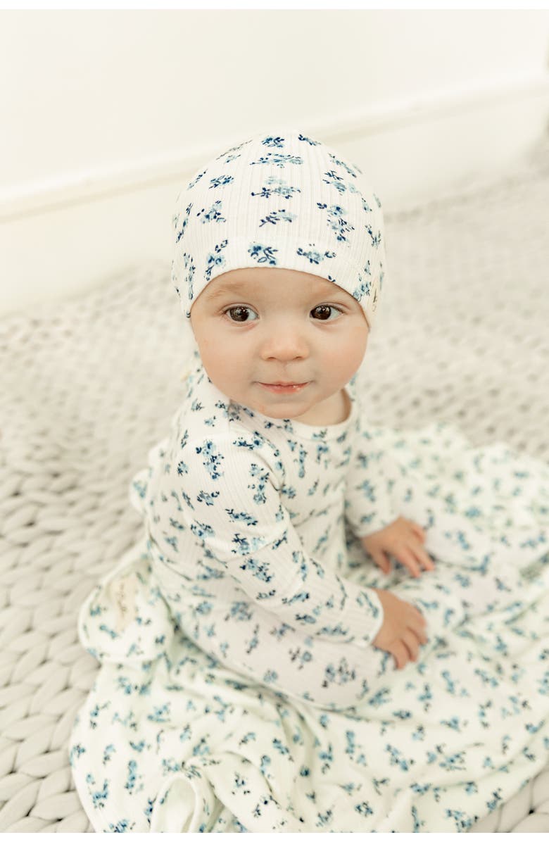 Bebe Bella Floral Delight Romper with Hat Set, Alternate, color, Blue