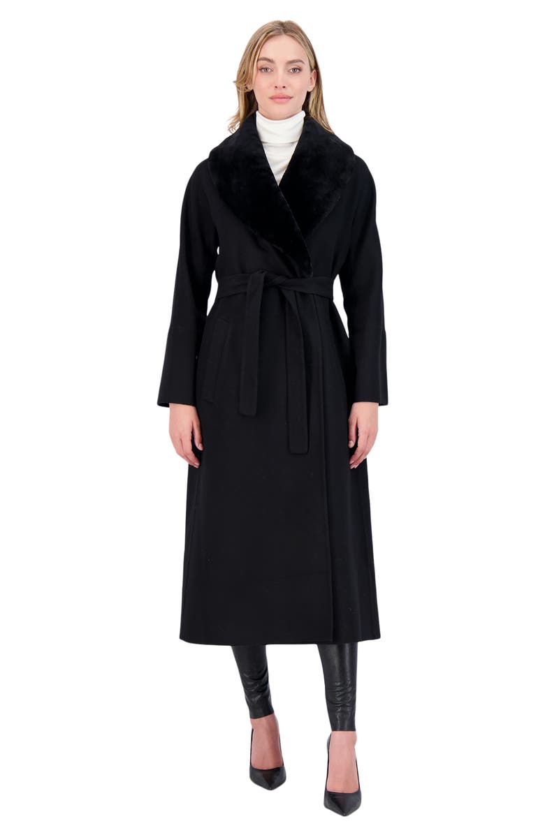 GORSKI Loro Piana Wool Short Coat With Shearling Lamb Collar, Main, color, Black