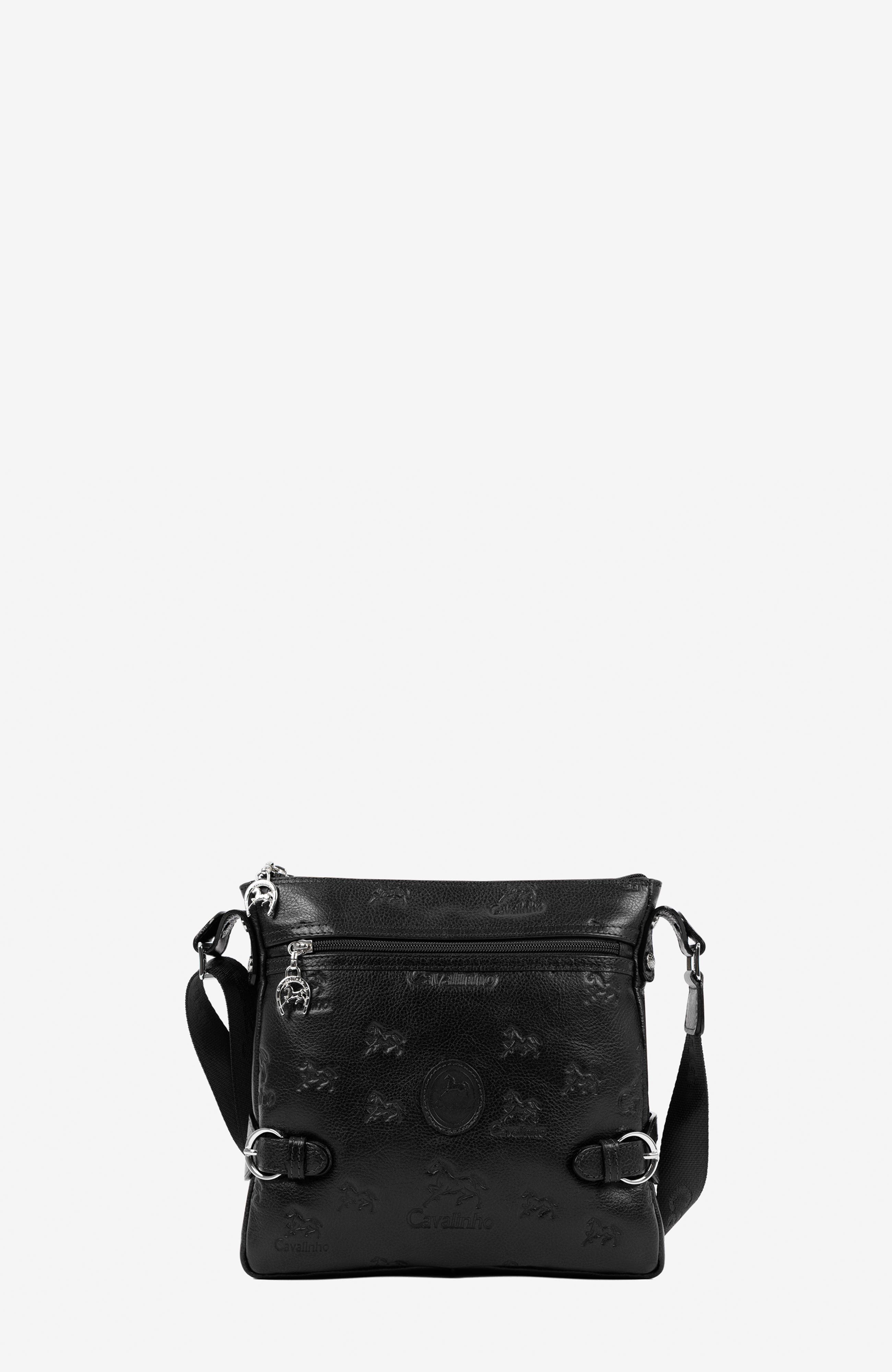Cavalo Lusitano Leather Crossbody Bag 390, Main, color, Black
