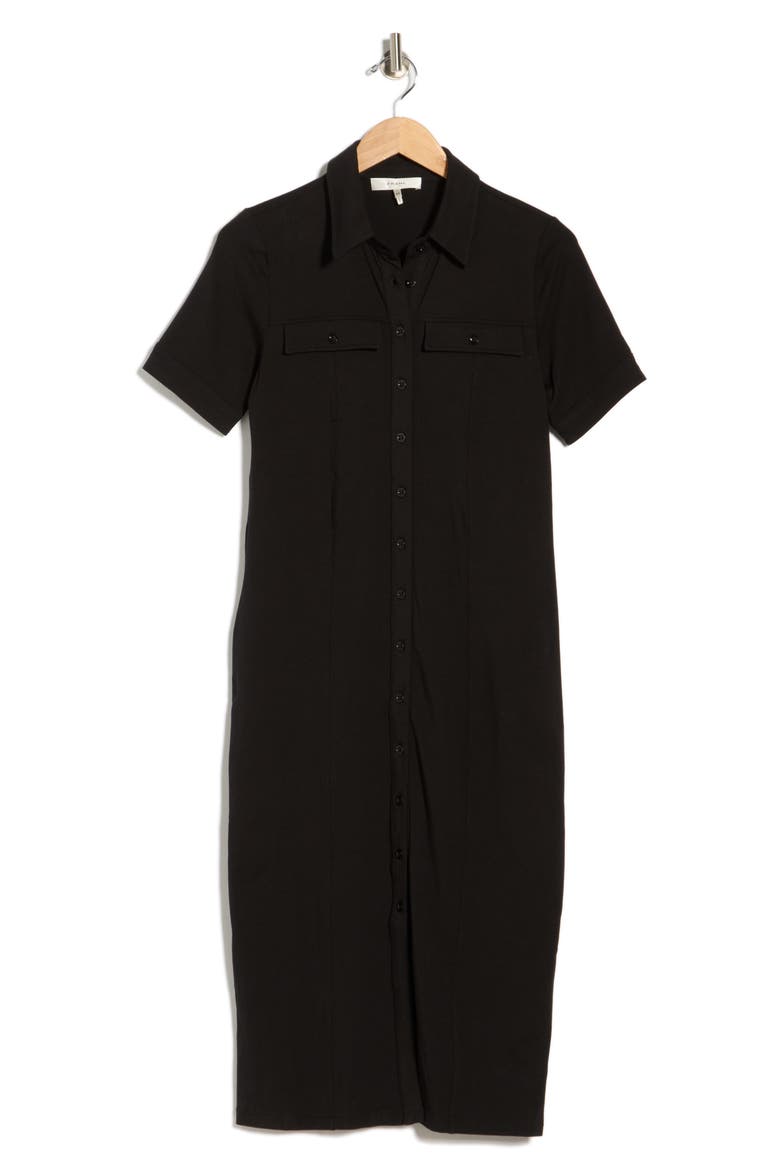 Short Sleeve Jersey Shirtdress, Alternate, color, BLACK