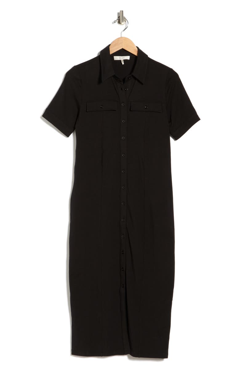 FRAME Short Sleeve Jersey Shirtdress, Main, color, Black