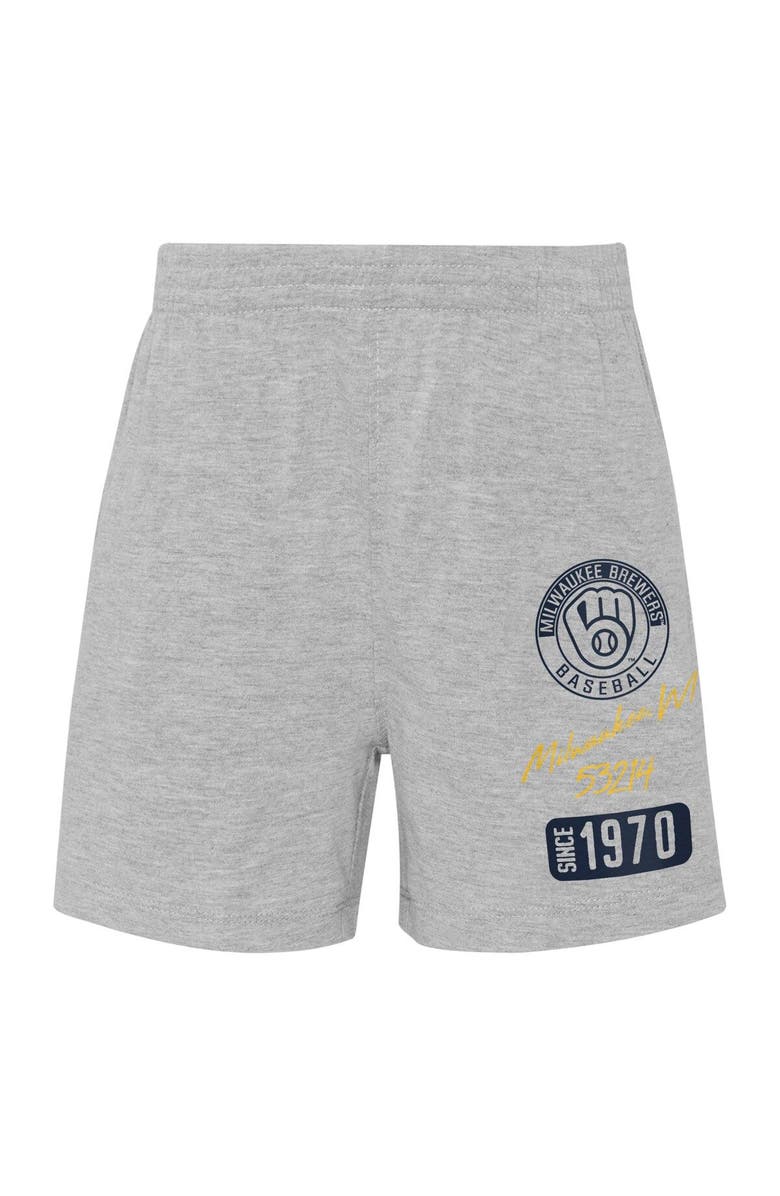 Outerstuff Infant Gold/Heather Gray Milwaukee Brewers Ground Out Baller Raglan T-Shirt and Shorts Set, Alternate, color, Gold