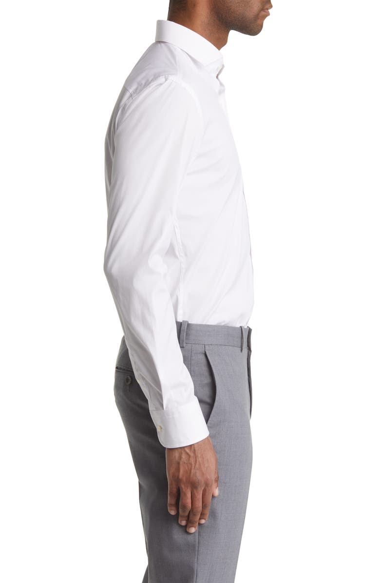 BOSS Hank Slim Fit Cotton Blend Dress Shirt, Alternate, color, White