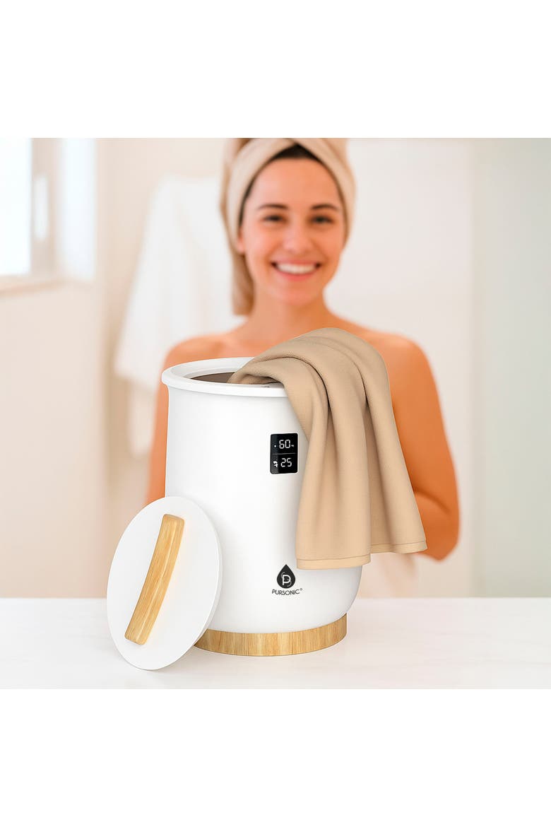 Towel Warmer with Adjustable Heat (20-90 Min) & 6 Oils, Alternate, color, White