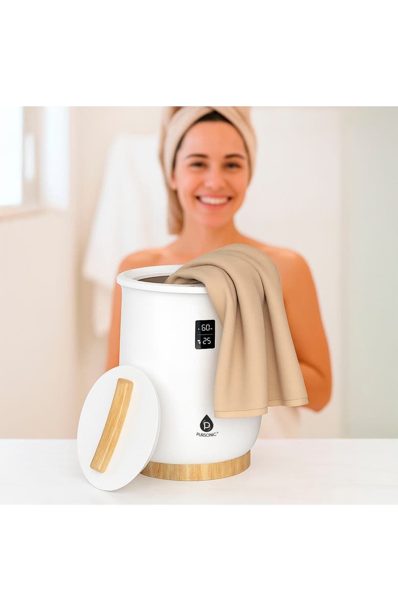 PURSONIC Luxury Towel Warmer with One-Touch Digital Control Panel, Alternate, color, White