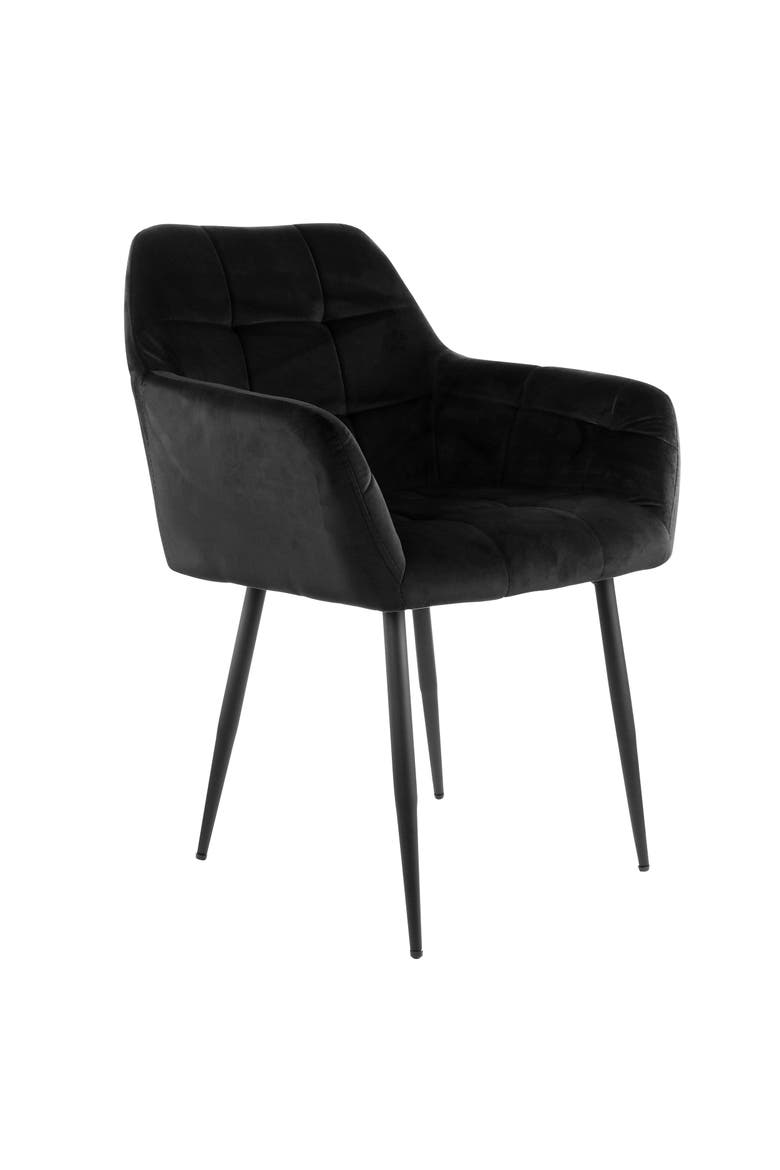 2 Piece Velvet Tufted Accent Chair with Metal Legs, Alternate, color, Black