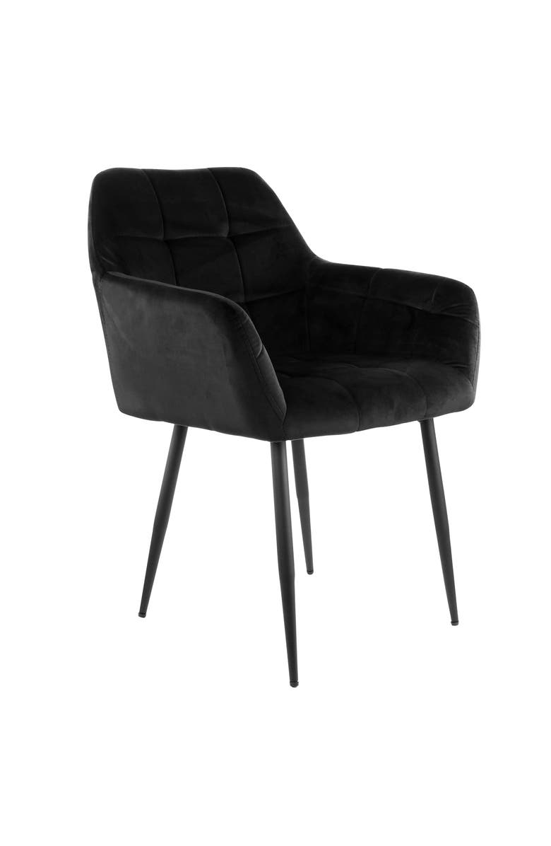 Elama 2 Piece Velvet Tufted Accent Chair with Metal Legs, Alternate, color, Black