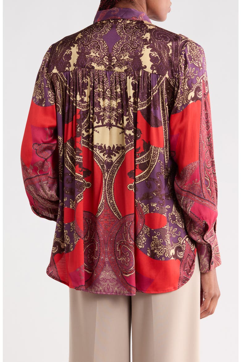 Jade Paisley Tie Neck Top, Alternate, color, RED