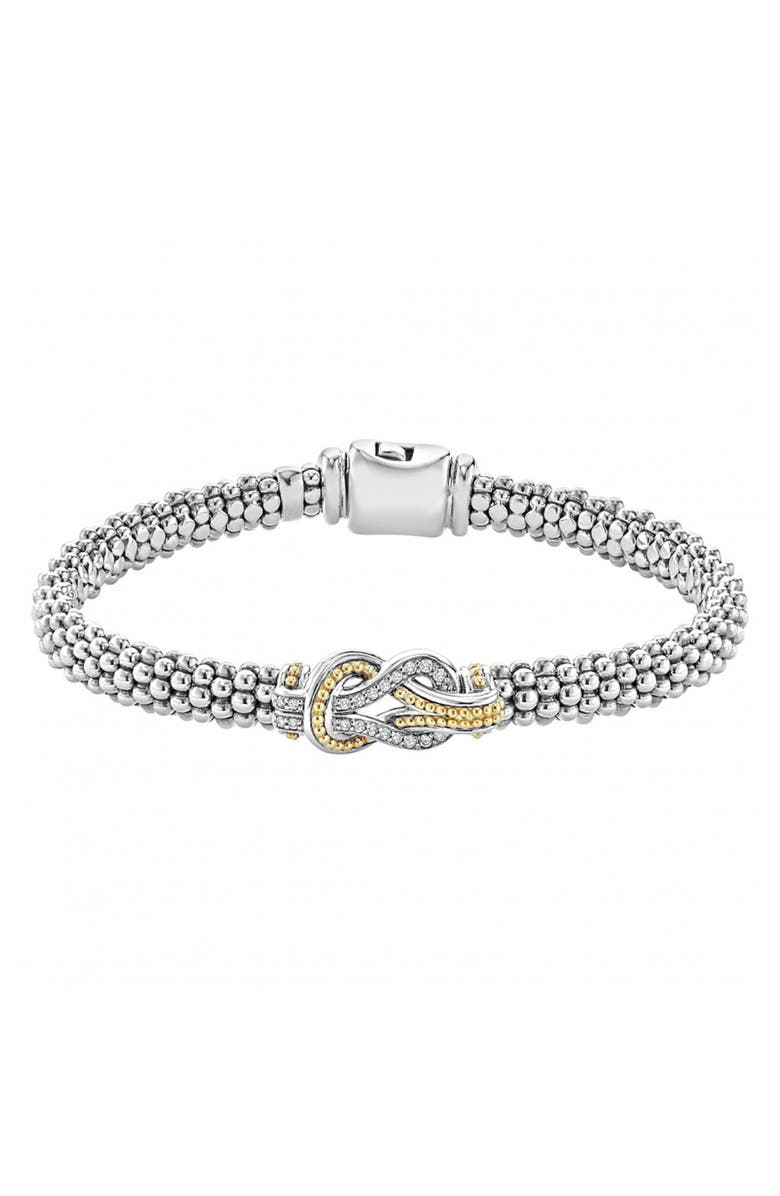 LAGOS Newport Diamond Knot Bracelet, Main, color, Silver