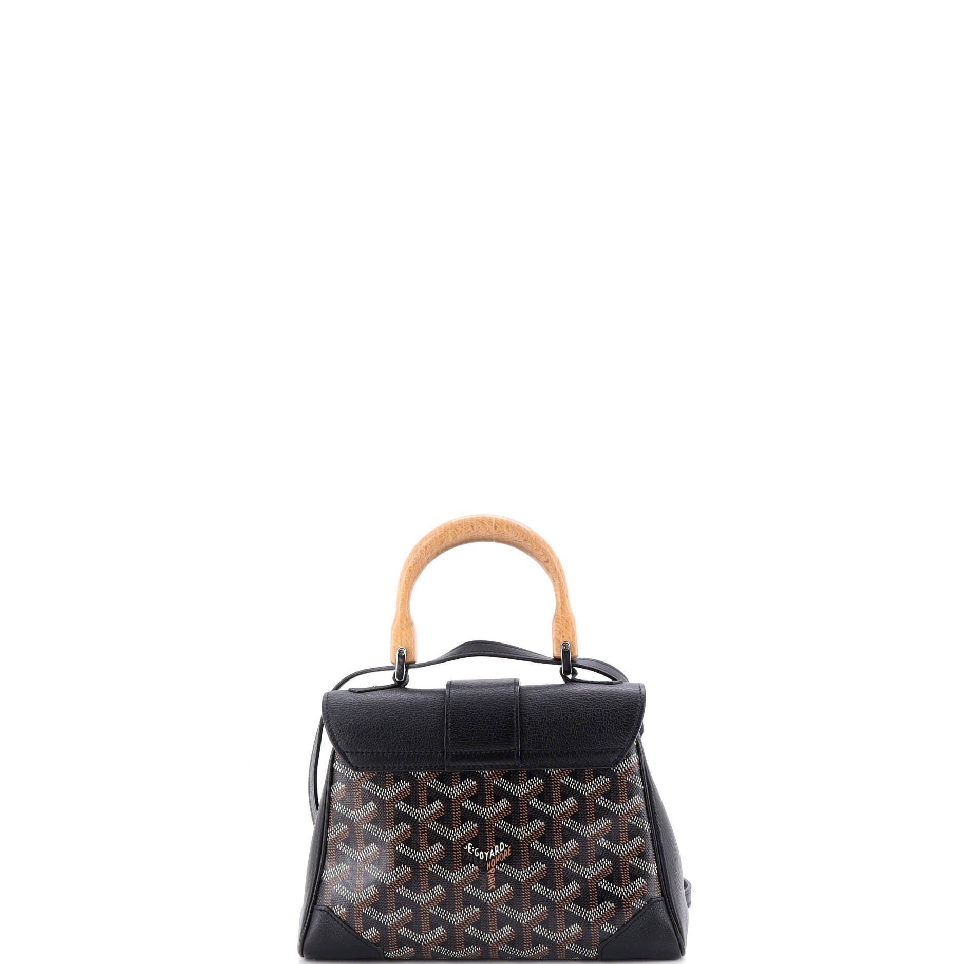 Pre-Owned Goyard Saigon Top Handle Bag Coated Canvas with Leather Mini, Alternate, color, Black