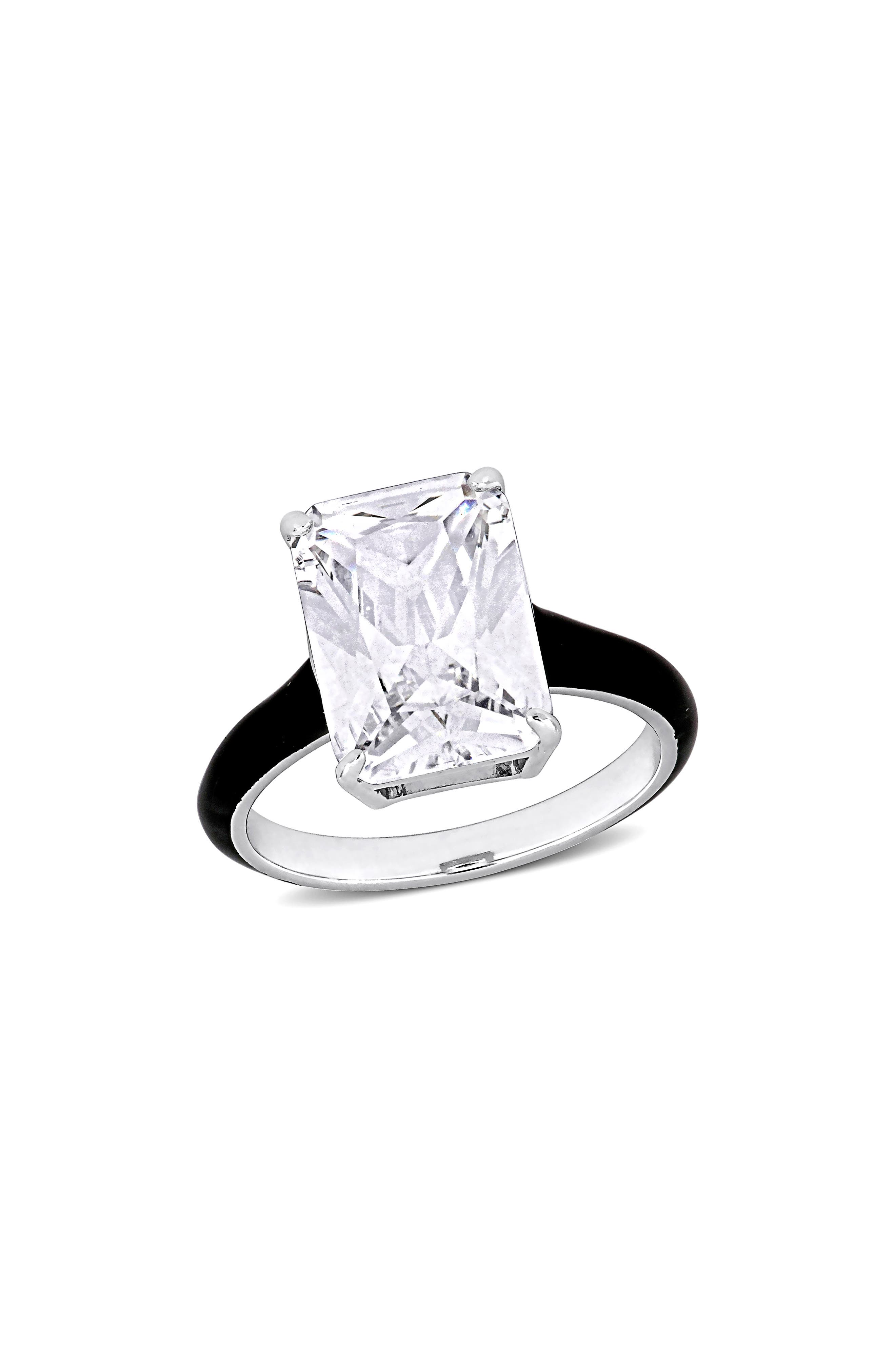 DELMAR Lab-Created White Sapphire & Enamel Ring (Women) | Nordstromrack