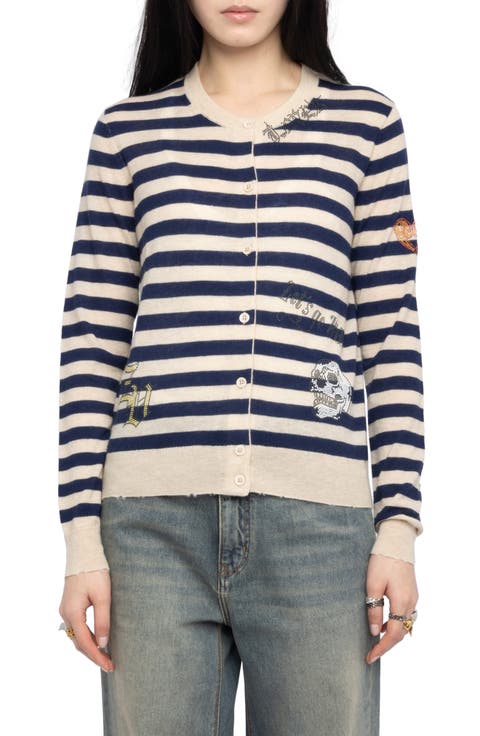 Missya Embellished Stripe Cashmere Cardigan