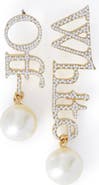 OFF WHITE Women's Logo Earrings W/Strass & Pearls
