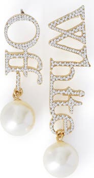 OFF WHITE Women's Logo Earrings W/Strass & Pearls