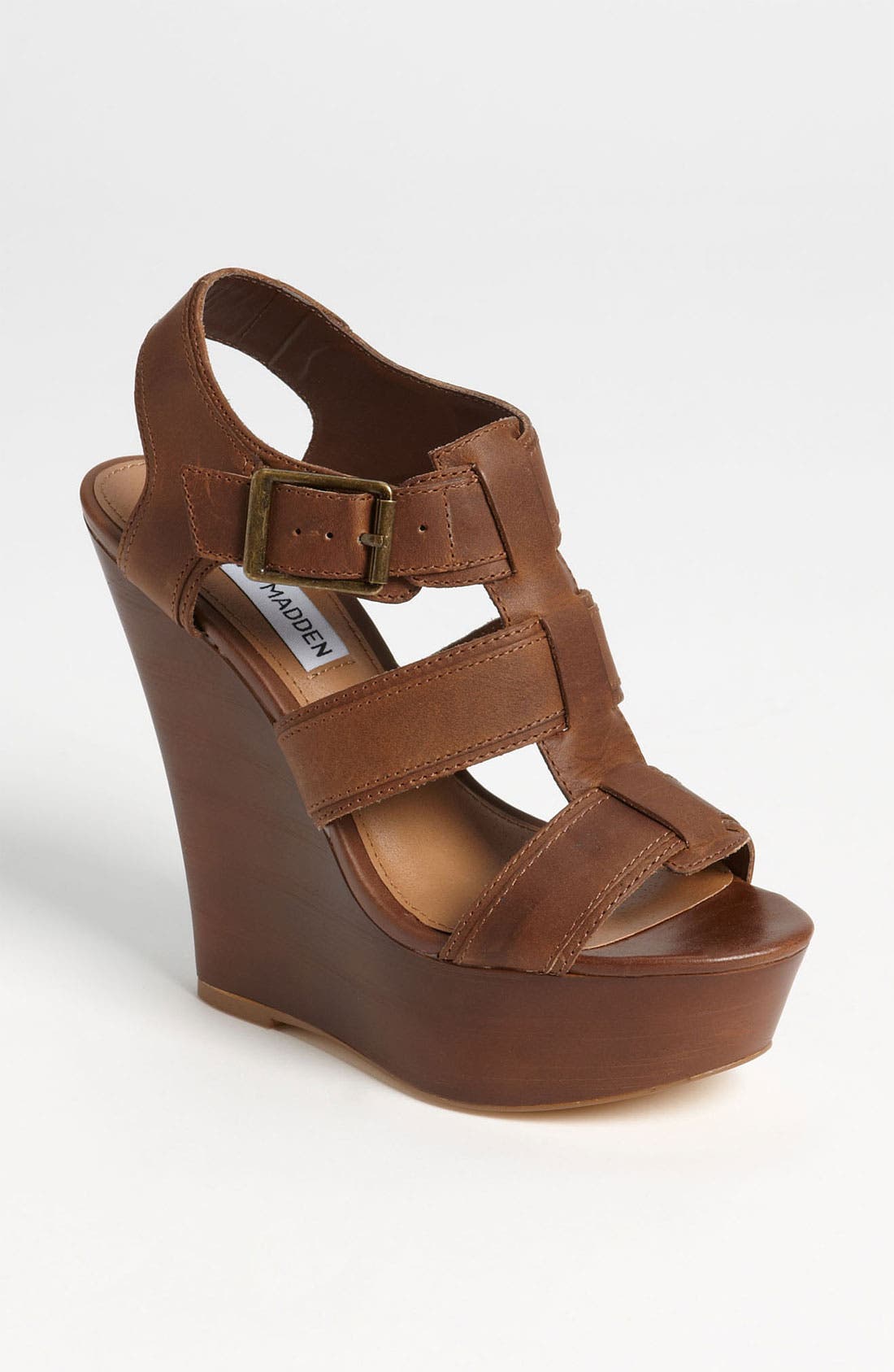 'Wanting' Wedge Sandal, Main, color, COGNAC LEATHER
