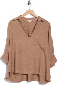 MAX STUDIO Roll Tab Sleeve Popover Top