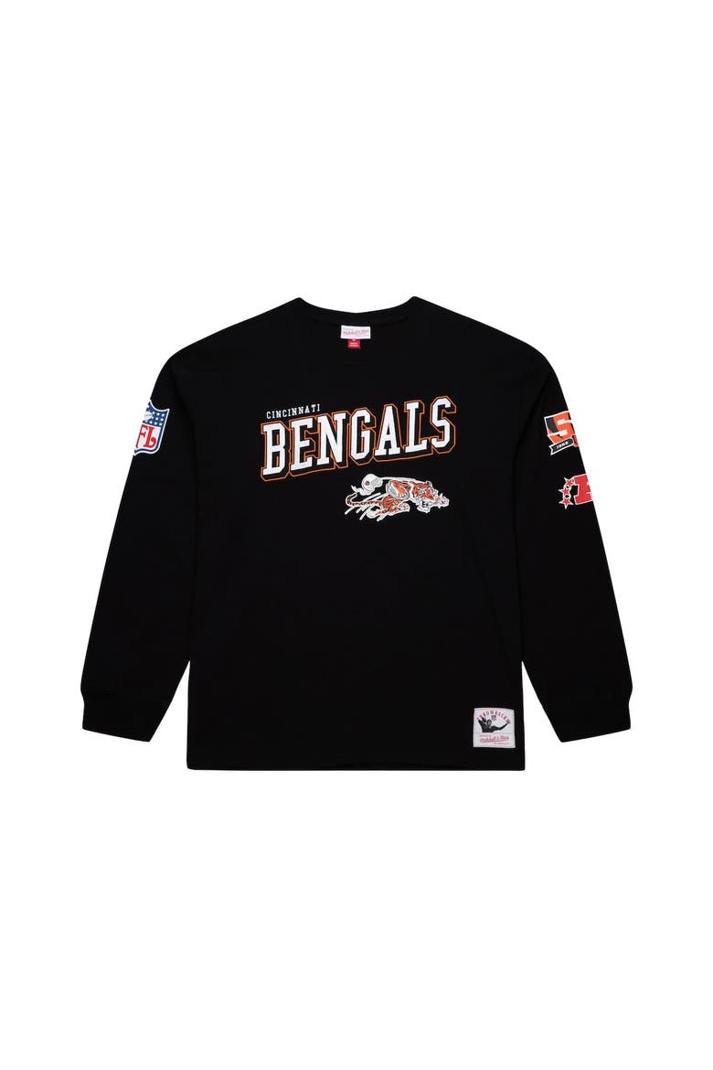 Men's Mitchell & Ness  Black Cincinnati Bengals Training Camp Vintage Logos Long Sleeve T-Shirt, Alternate, color, Black