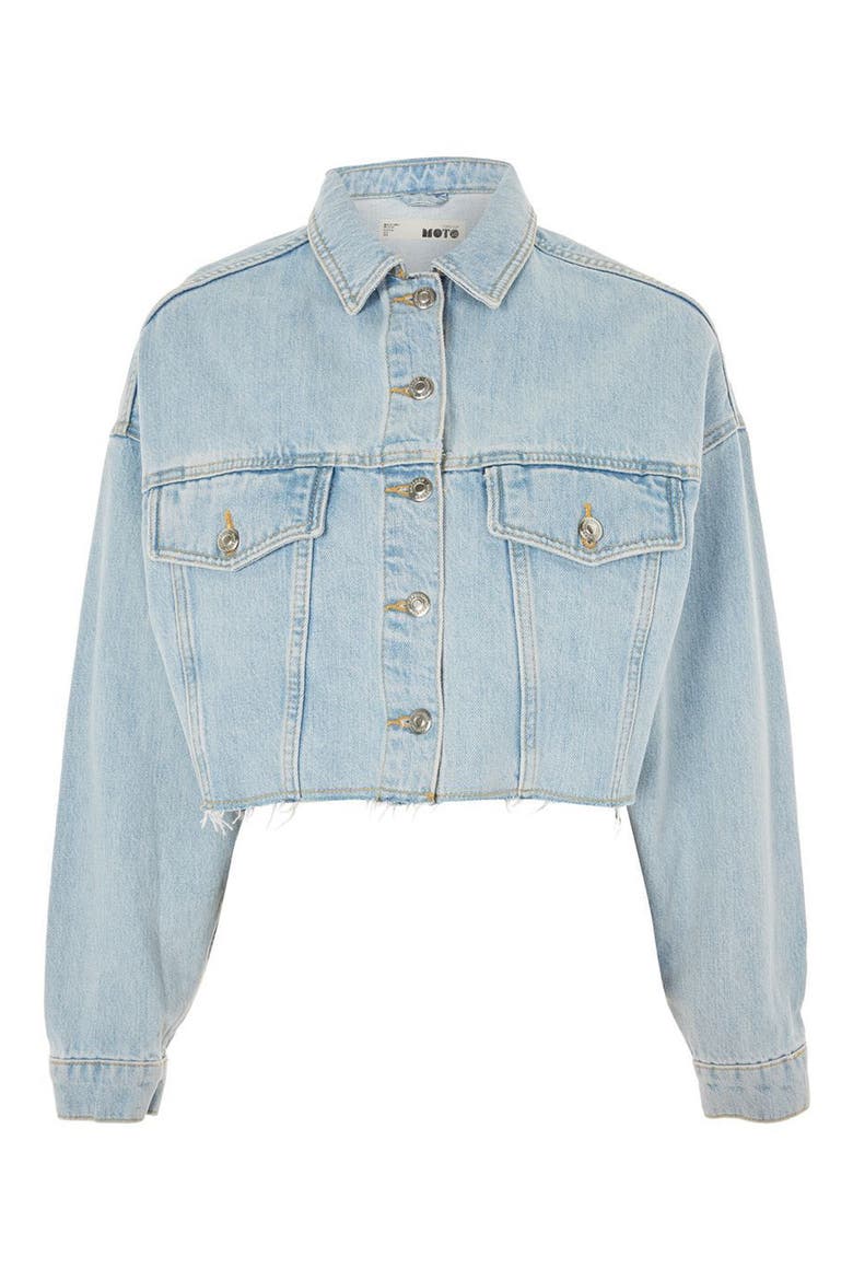 Bleached Cutoff Denim Jacket, Alternate, color, LIGHT DENIM