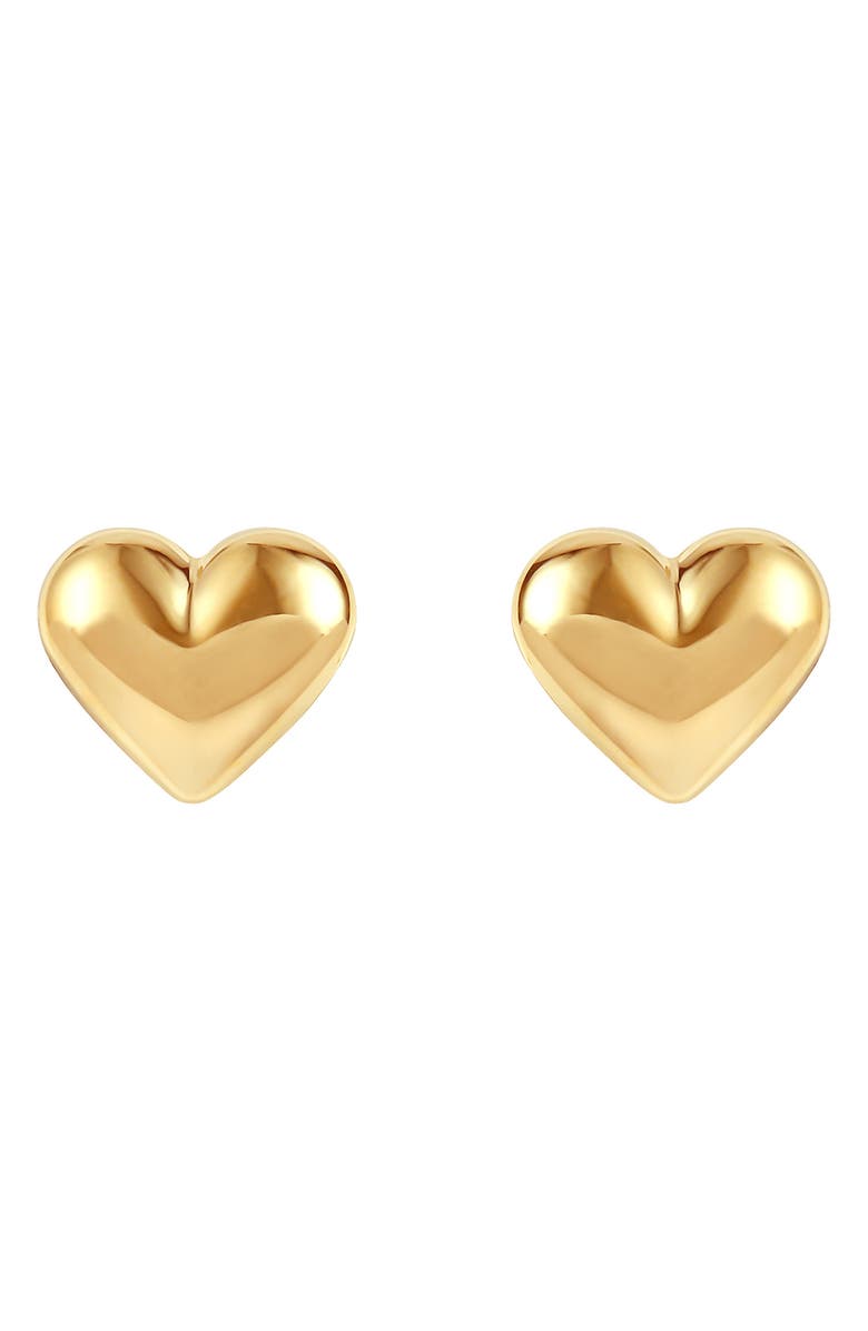 Frankie & Zoe Puffed Heart Stud Earrings, Main, color, Yellow Gold