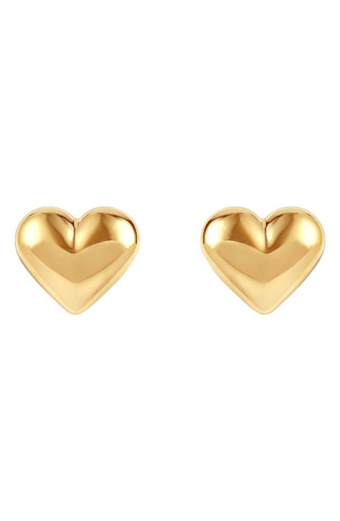 Puffed Heart Stud Earrings