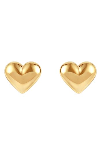 Frankie & Zoe Puffed Heart Stud Earrings In Gold