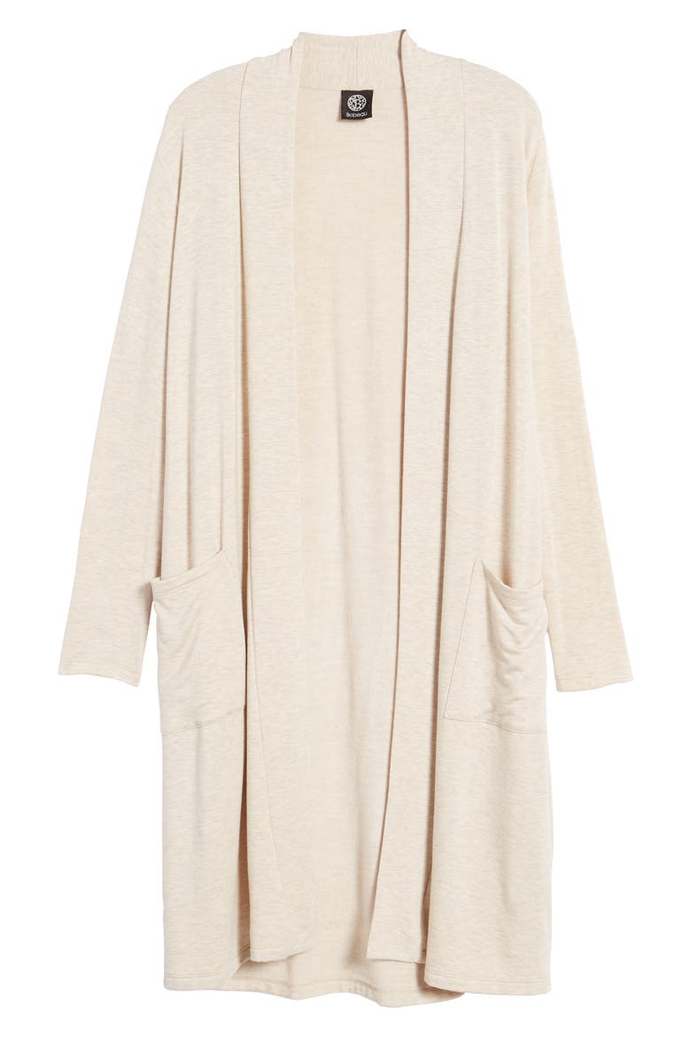 Elegant Fleece Cardigan, Alternate, color, H OATMEAL