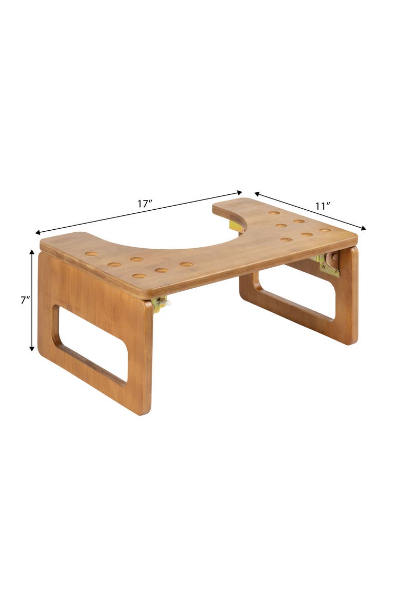 Koji 7 in. H Handcrafted  Foldable Space-Saving Squat Toilet Potty Step Stool, Alternate, color, Brown