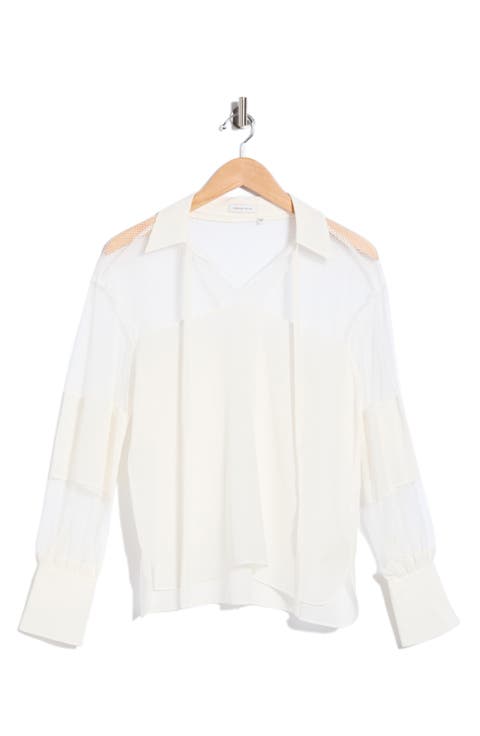 Silk Crepe de Chine Lace Mix Top