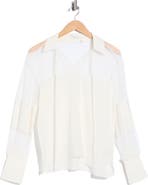 Rebecca Taylor Silk Crepe de Chine Lace Mix Top