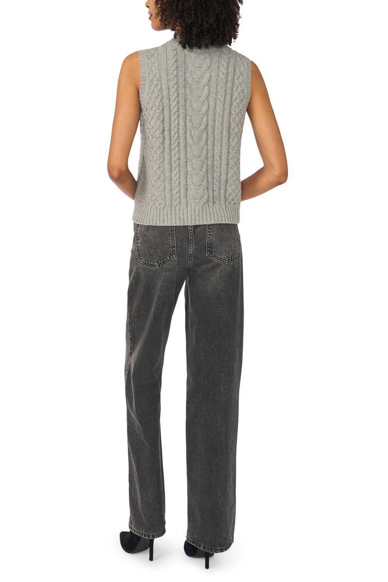 Cable Mock Neck Sweater Vest, Alternate, color, LIGHT HEATHER GREY