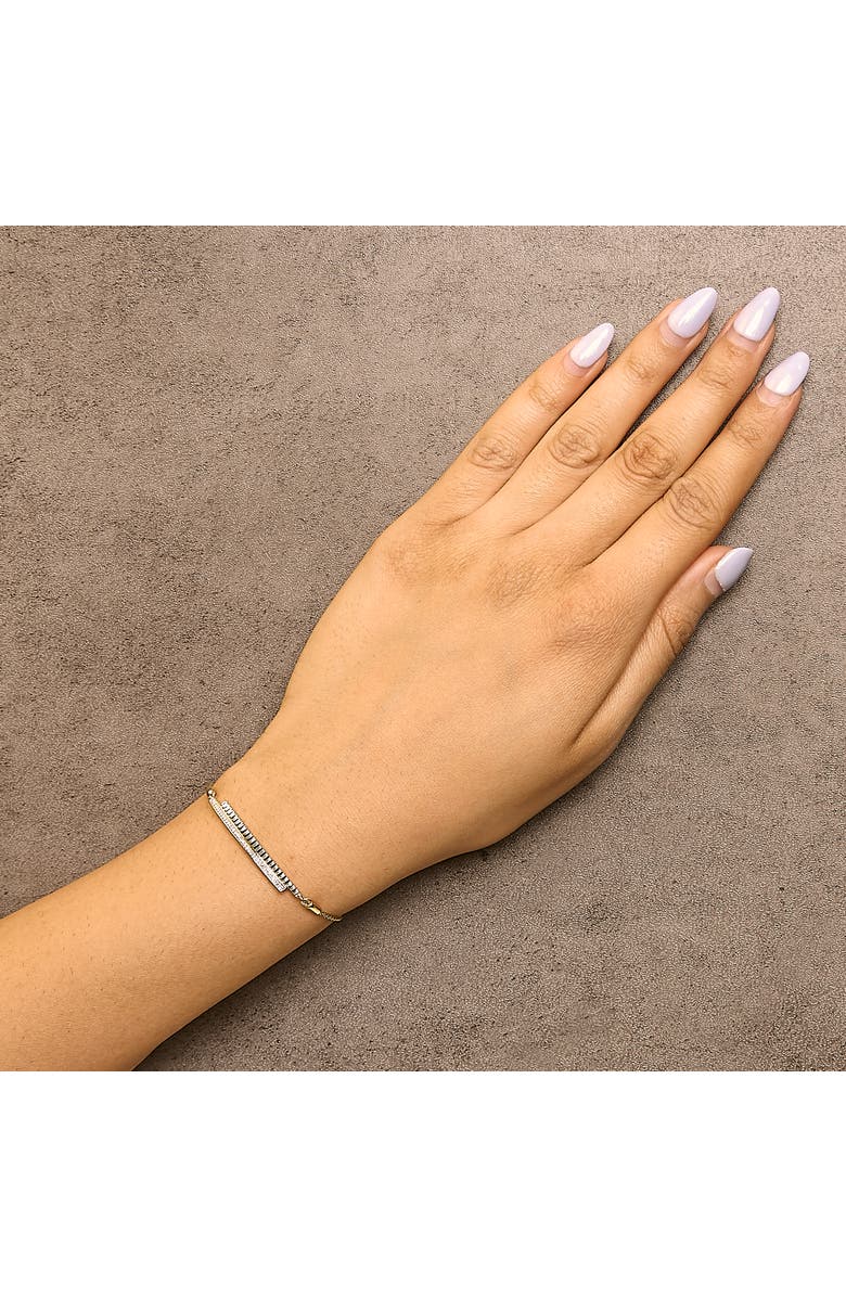 Haus of Brilliance 14K Yellow Gold Plated .925 Sterling Silver Diamond Accent Double Bar Bolo Bracelet, Alternate, color, Yellow