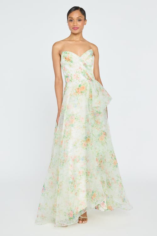 Theia Tanya Organza A-line Gown In Green