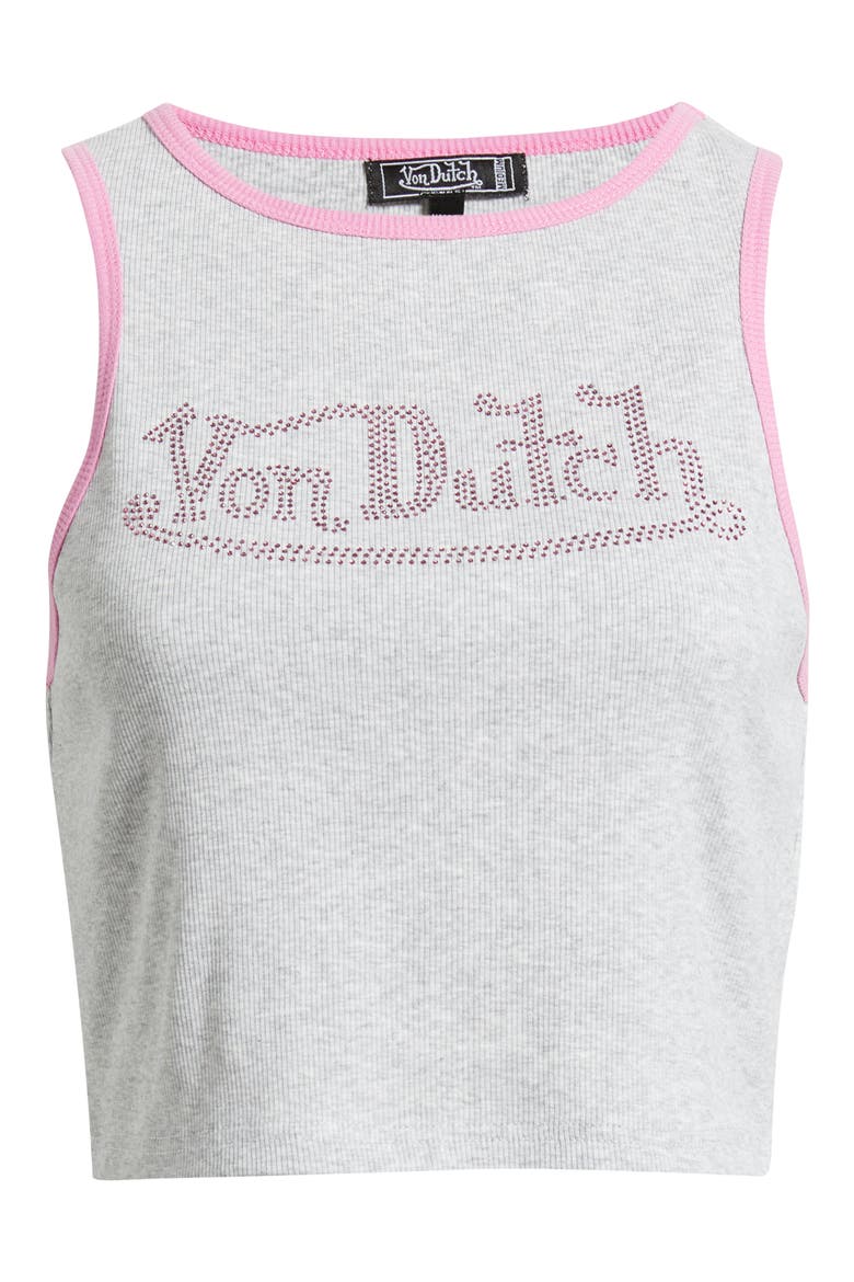 Rhinestone Ribbed Ringer Tank, Alternate, color, LT HEATHER GREY BUBBLEGUM PINK