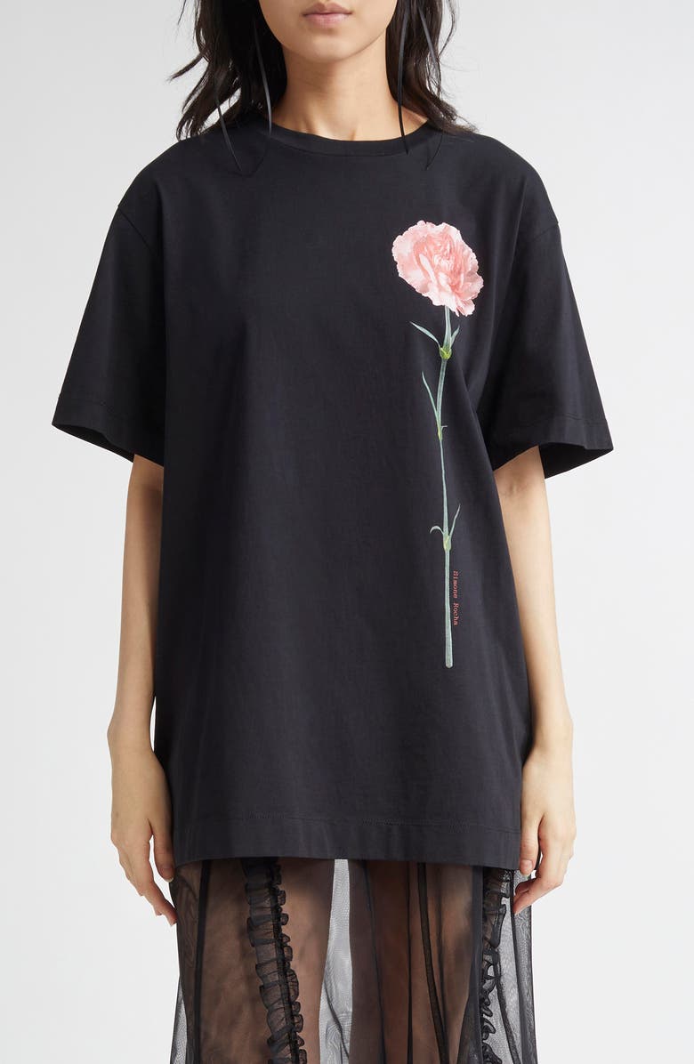 Simone Rocha Carnation Cotton Graphic T-Shirt, Main, color, 