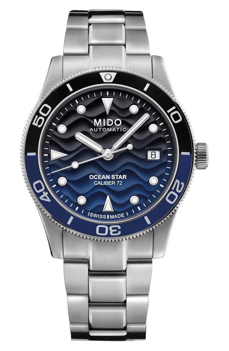 MIDO Ocean Star Captain Automatic Bracelet Watch, 39mm, Main, color, Blue Gradient