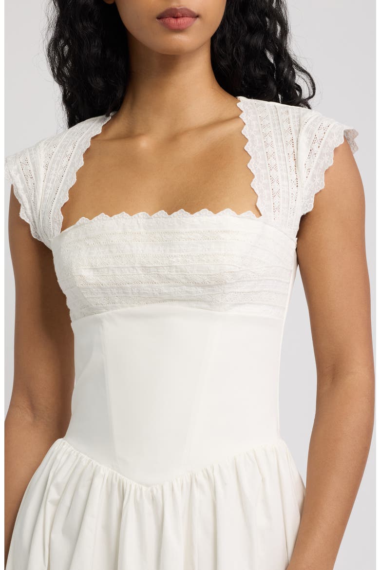 Fiorella Broderie Short Sleeve Dress, Alternate, color, WHITE