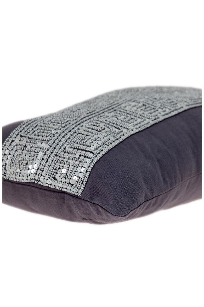 Misty Embellished Beaded Accent Pillow, Alternate, color, GRAY