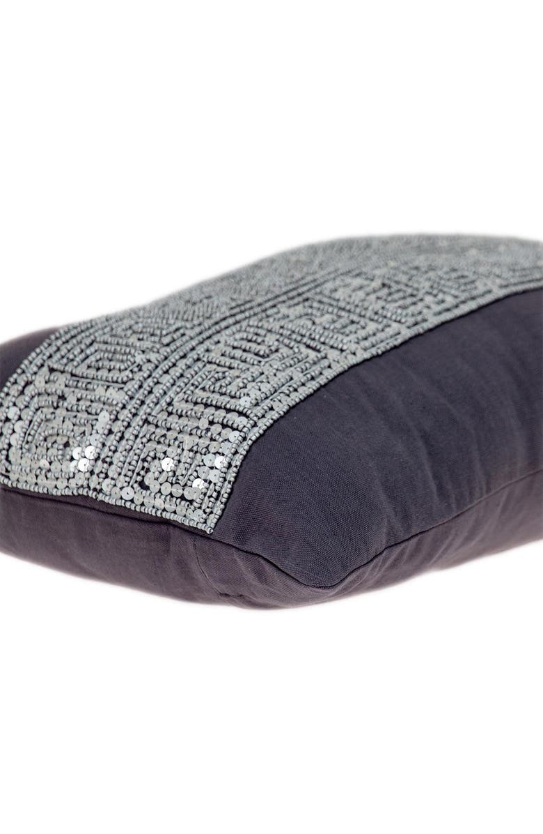 PARKLAND COLLECTION Misty Embellished Beaded Accent Pillow, Alternate, color, Gray