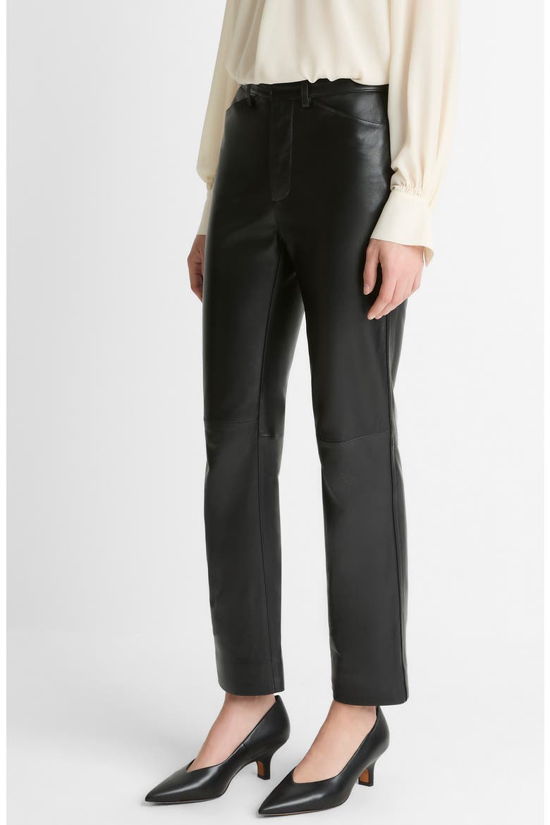 Straight Leg Leather Pants, Alternate, color, BLACK