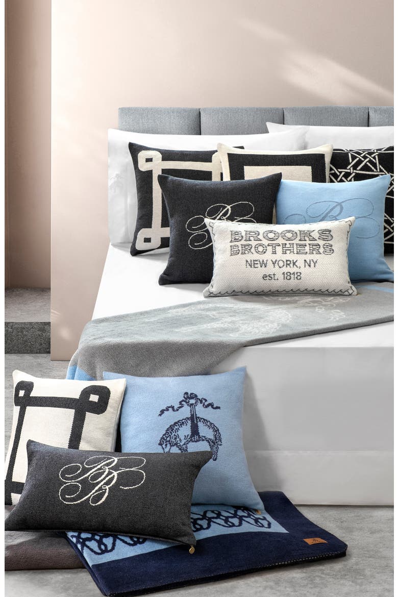 Geometric Border Decorative Pillow, Alternate, color, WHITE
